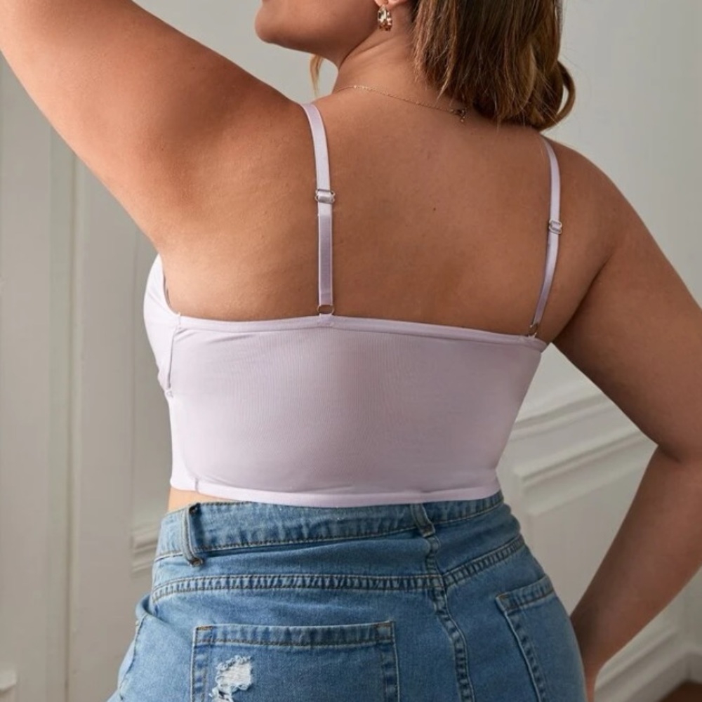 Boho plus size lilac purple plunging V neckline bralette - Picture 4 of 16